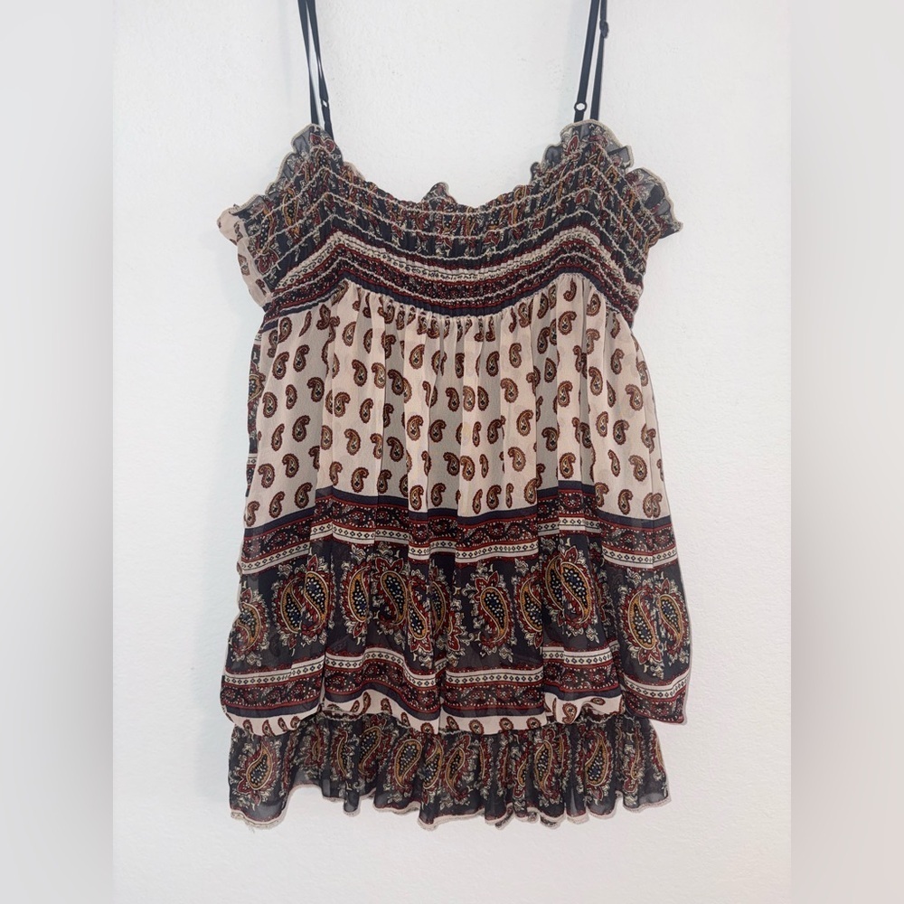 Boho Paisley Tiered Smocked Camisole Blouse - Picture 4 of 8